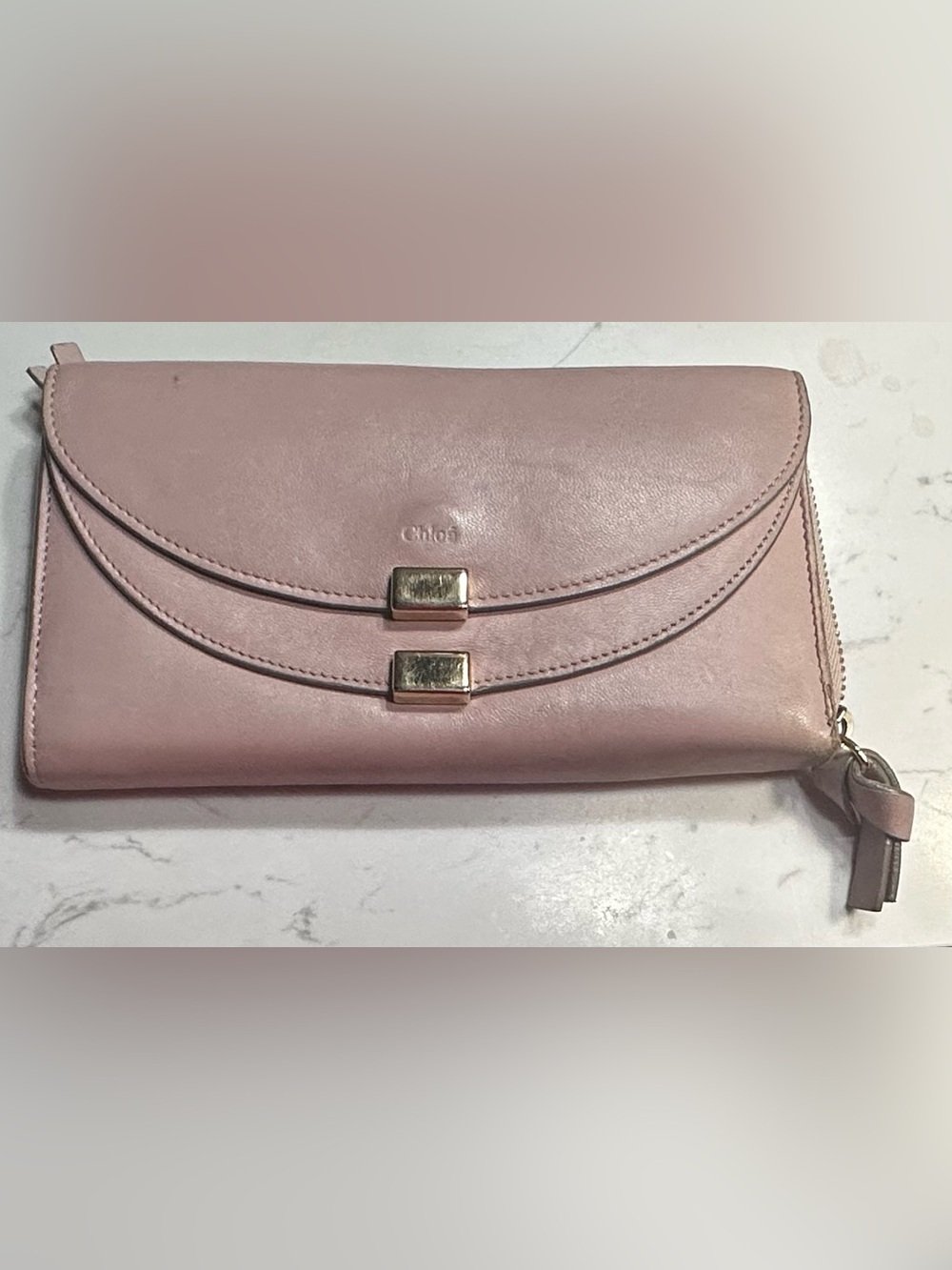 Chloé Pink Leather double flap Wallet